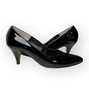 Bally Black Patent Leather Kitten  Heel